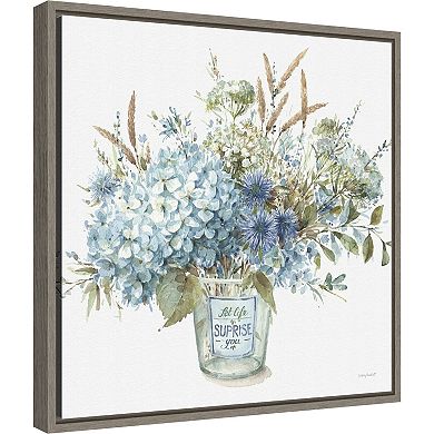 Amanti Art Bohemian Blue 2B Floral Vase Framed Canvas Wall Art