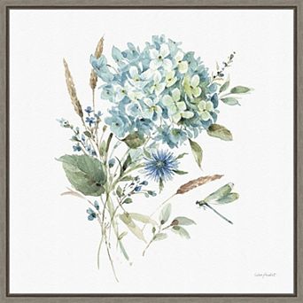 Amanti Art Bohemian Blue 3A Floral Bouquet Framed Canvas Wall Art