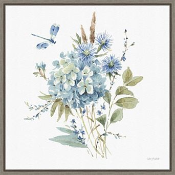 Amanti Art Bohemian Blue 4A Floral Bouquet Framed Canvas Wall Art