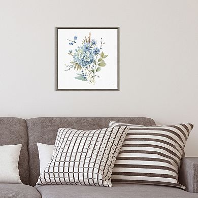 Amanti Art Bohemian Blue 4A Floral Bouquet Framed Canvas Wall Art