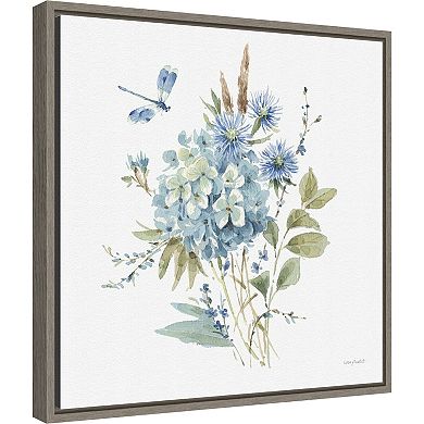 Amanti Art Bohemian Blue 4A Floral Bouquet Framed Canvas Wall Art