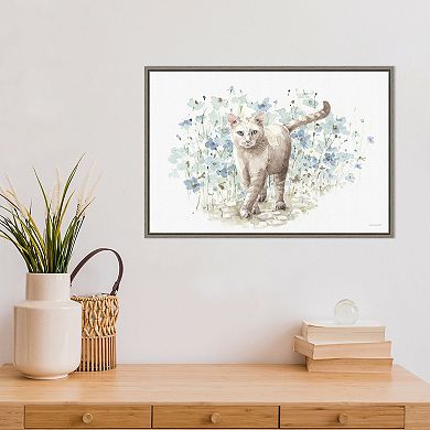 Amanti Art Bohemian Blue 9A Cat Framed Canvas Wall Art