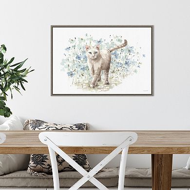 Amanti Art Bohemian Blue 9A Cat Framed Canvas Wall Art