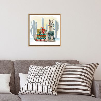 Amanti Art Boho Christmas II Llama Cactus Framed Canvas Wall Art