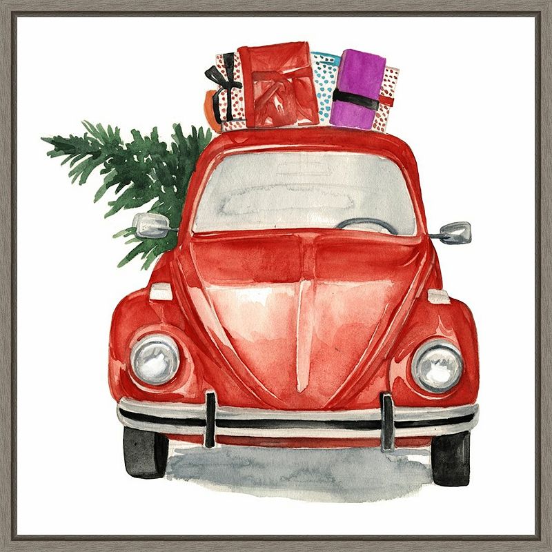 17725424 Amanti Art Christmas Cars I Tree Framed Canvas Wal sku 17725424