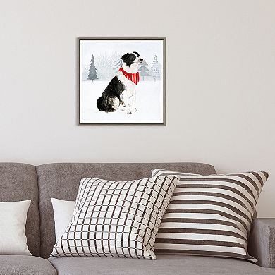 Amanti Art Christmas Cats and Dogs II Framed Canvas Wall Art