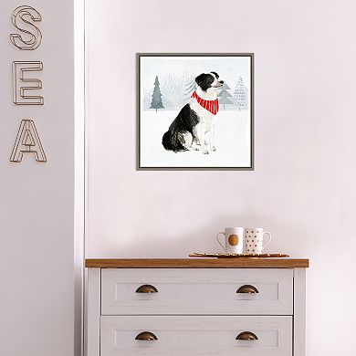 Amanti Art Christmas Cats and Dogs II Framed Canvas Wall Art