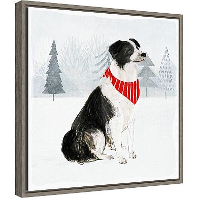 Amanti Art Christmas Cats and Dogs II Framed Canvas Wall Art