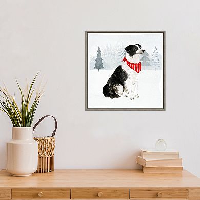 Amanti Art Christmas Cats and Dogs II Framed Canvas Wall Art