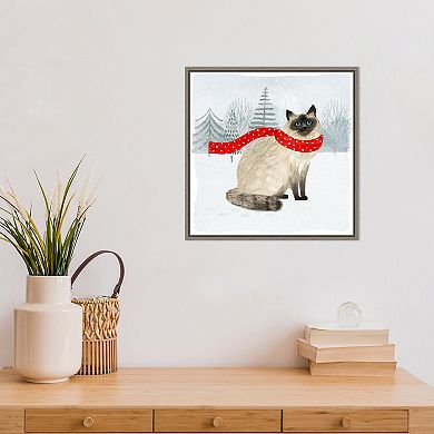 Amanti Art Christmas Cats and Dogs III Framed Canvas Wall Art
