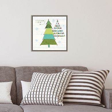 Amanti Art Christmas Patchwork I Trees Framed Canvas Wall Art
