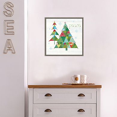 Amanti Art Christmas Patchwork IV Tree Framed Canvas Wall Art