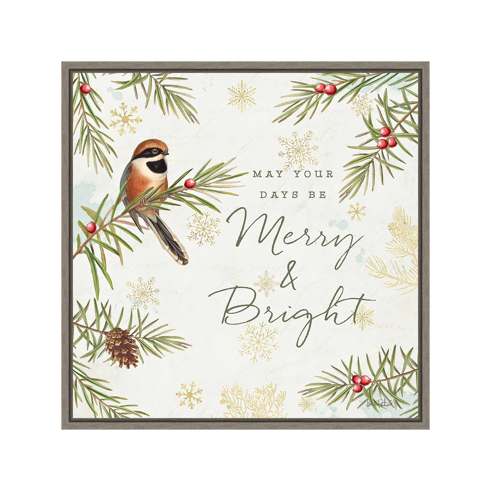 Amanti Art Christmas Tradition II Bird Katie Pertiet Framed Canvas Wall Art