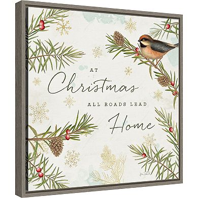 Amanti Art Christmas Tradition V Bird Katie Pertiet Framed Canvas Wall Art