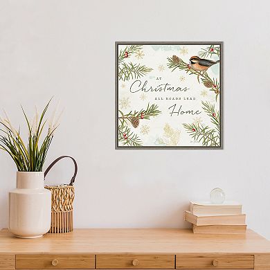 Amanti Art Christmas Tradition V Bird Katie Pertiet Framed Canvas Wall Art