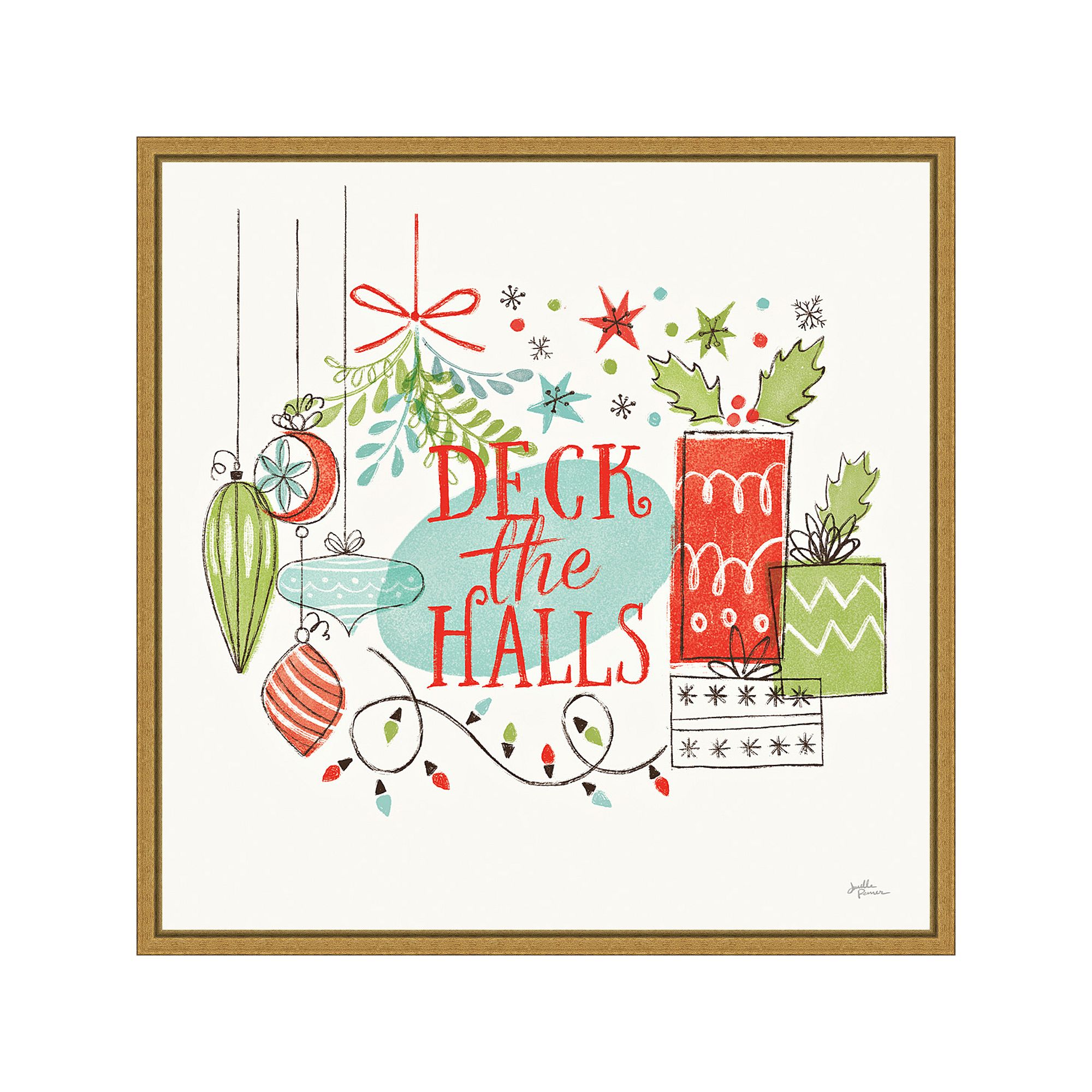 Amanti Art Deck the Halls Christmas Holly Janelle Penner Framed Canvas Wall