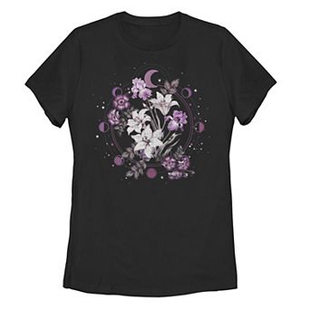 Juniors' Floral Moon Graphic Tee