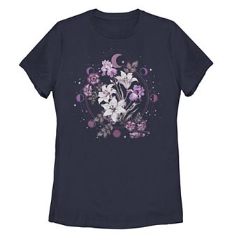 Juniors' Floral Moon Graphic Tee