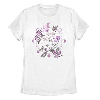Juniors' Floral Moon Graphic Tee