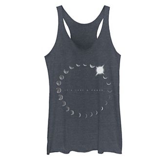 Juniors' Moon Phase Ring Galactic Graphic Tank Top