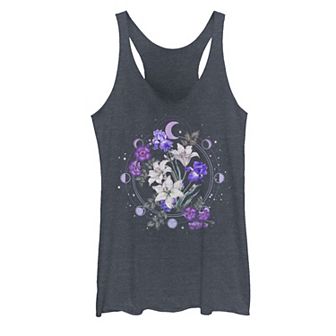 Juniors' Floral Moon Flowers Graphic Tank Top
