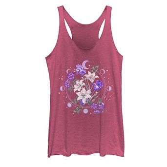 Juniors' Floral Moon Flowers Graphic Tank Top