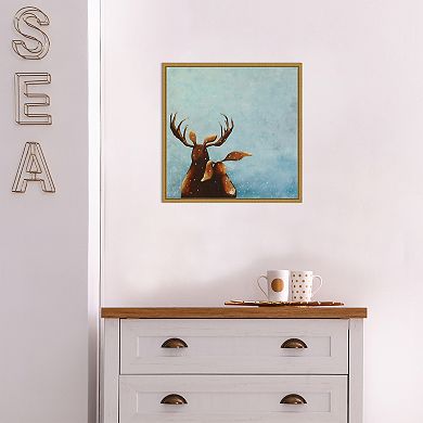 Amanti Art Friends Moose Lucia Stewart Framed Canvas Wall Art