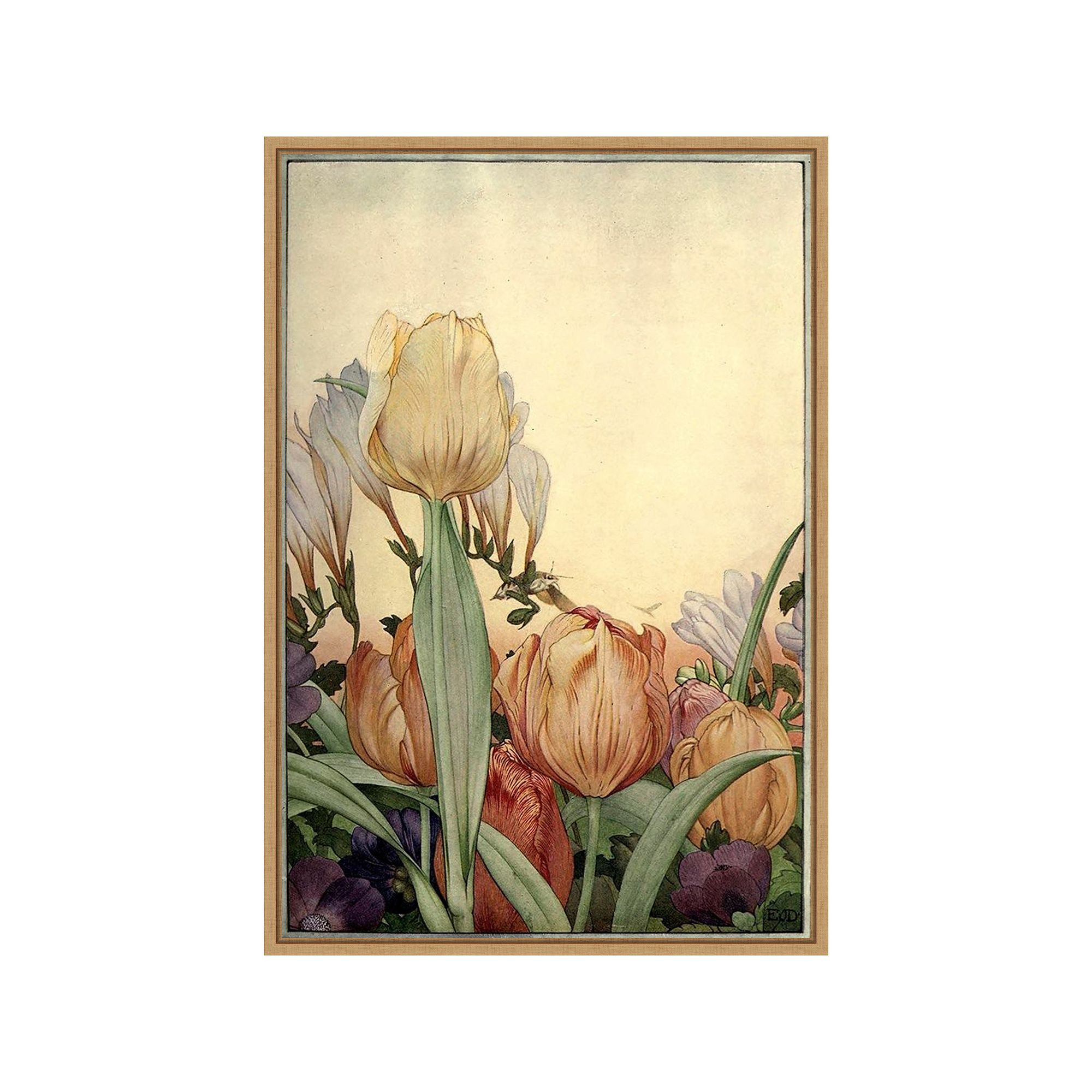 Amanti Art Garden Fantasy I Framed Canvas Wall Art, Brown