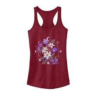 Juniors' Floral Moon Flowers Graphic Tank Top