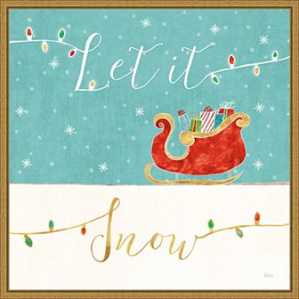 Amanti Art Let is Snow Sleigh Framed Canvas Wall Art