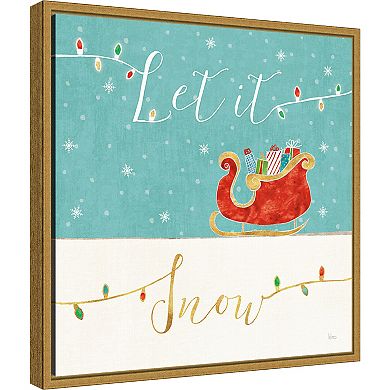 Amanti Art Let is Snow Sleigh Framed Canvas Wall Art
