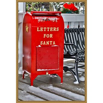 Amanti Art Letters for Santa Red Mailbox with Snow Framed Canvas Wall Art