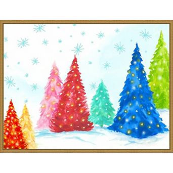 Amanti Art Magic Christmas Trees I Framed Canvas Wall Art
