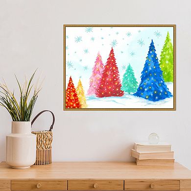 Amanti Art Magic Christmas Trees I Framed Canvas Wall Art