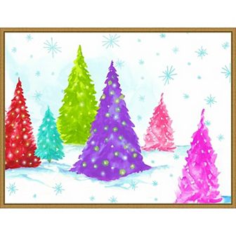 Amanti Art Magic Christmas Trees II Framed Canvas Wall Art