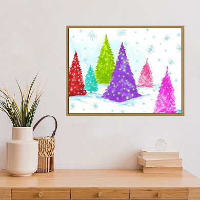 Amanti Art Magic Christmas Trees II Framed Canvas Wall Art
