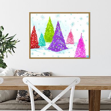 Amanti Art Magic Christmas Trees II Framed Canvas Wall Art