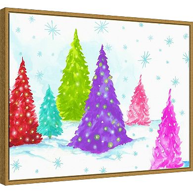 Amanti Art Magic Christmas Trees II Framed Canvas Wall Art