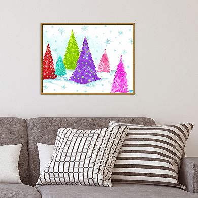 Amanti Art Magic Christmas Trees II Framed Canvas Wall Art