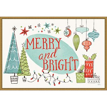Amanti Art Merry and Bright Christmas Tree Framed Canvas Wall Art