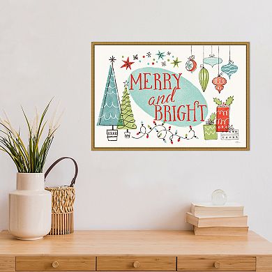 Amanti Art Merry and Bright Christmas Tree Framed Canvas Wall Art