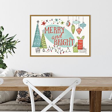 Amanti Art Merry and Bright Christmas Tree Framed Canvas Wall Art