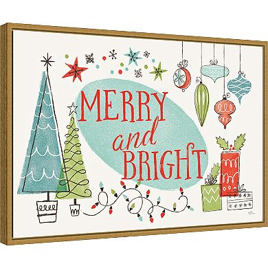 Amanti Art Merry and Bright Christmas Tree Framed Canvas Wall Art