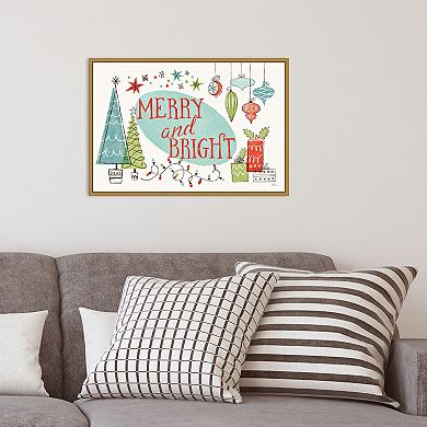 Amanti Art Merry and Bright Christmas Tree Framed Canvas Wall Art