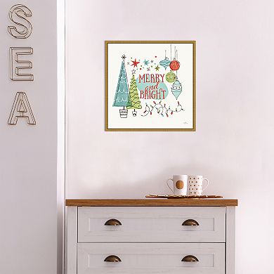 Amanti Art Merry and Bright Christmas Tree Square Framed Canvas Wall Art