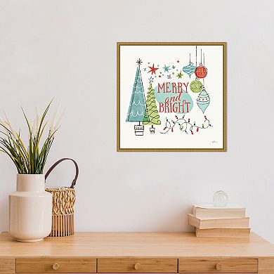 Amanti Art Merry and Bright Christmas Tree Square Framed Canvas Wall Art