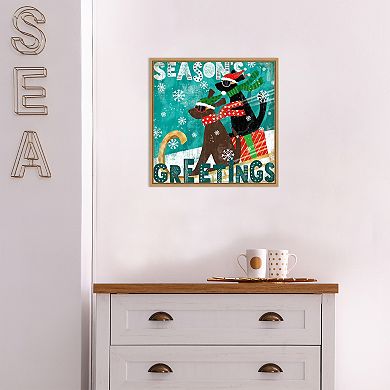 Amanti Art Merry Making IV Dog Sled Framed Canvas Wall Art