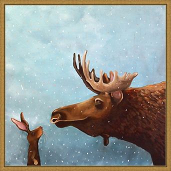 Amanti Art Moose and Rabbit Framed Canvas Wall Art