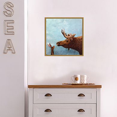 Amanti Art Moose and Rabbit Framed Canvas Wall Art