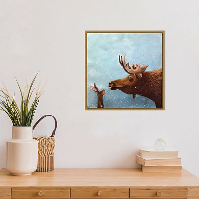 Amanti Art Moose and Rabbit Framed Canvas Wall Art